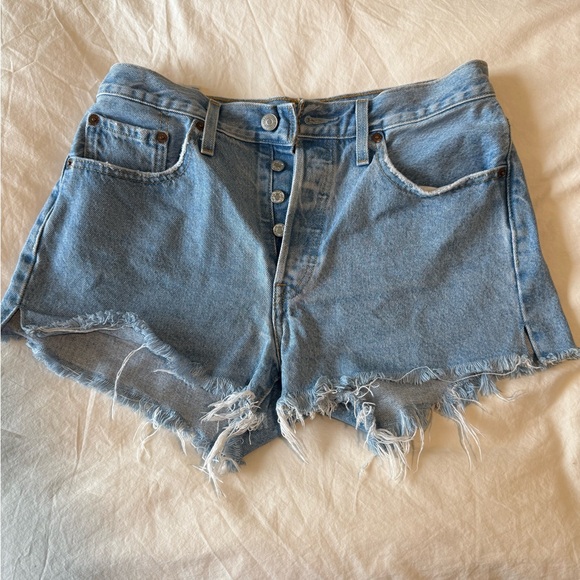 Levi's Pants - Levi's Light Blue Frayed Jean Shorts